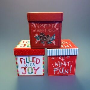 Trio of Lindy Bowman Small Christmas Holiday Gift Boxes